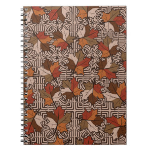 Cuaderno Patrón de flores de cuatro dedos de hojas de arce