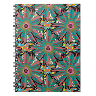 Cuaderno Patrón de flores de época. Estilo Doodle, flor de