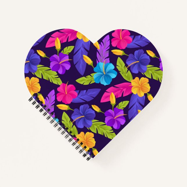 Cuaderno Patrón de flores de hojas tropicales coloridas (Anverso)