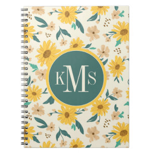 Cuaderno Patrón de flores de margarita amarilla