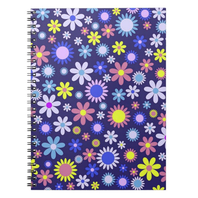 Cuaderno Patrón de flores de margarita estilo pop vintage (Frente)