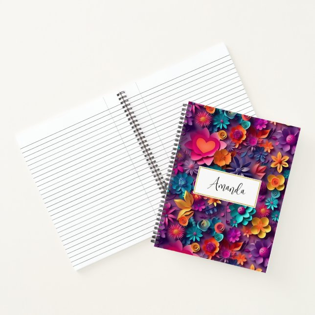 Cuaderno Patrón de flores de primavera coloridas (Interior)