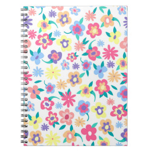 Cuaderno Patrón de flores de primavera coloridas lindas