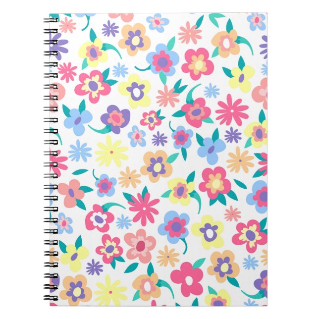 Cuaderno Patrón de flores de primavera coloridas lindas (Frente)