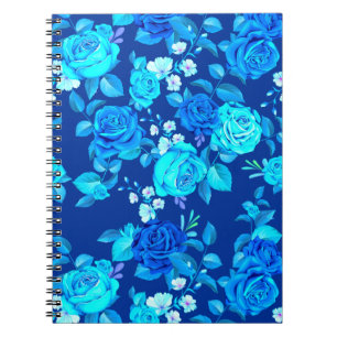 Cuaderno Patrón de flores de rosa azul clásica-87600