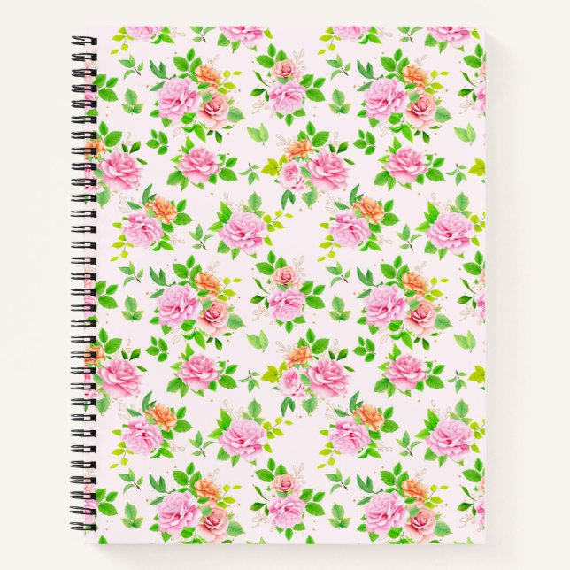 Cuaderno Patrón de flores de Rosa floral-23656 (Anverso)