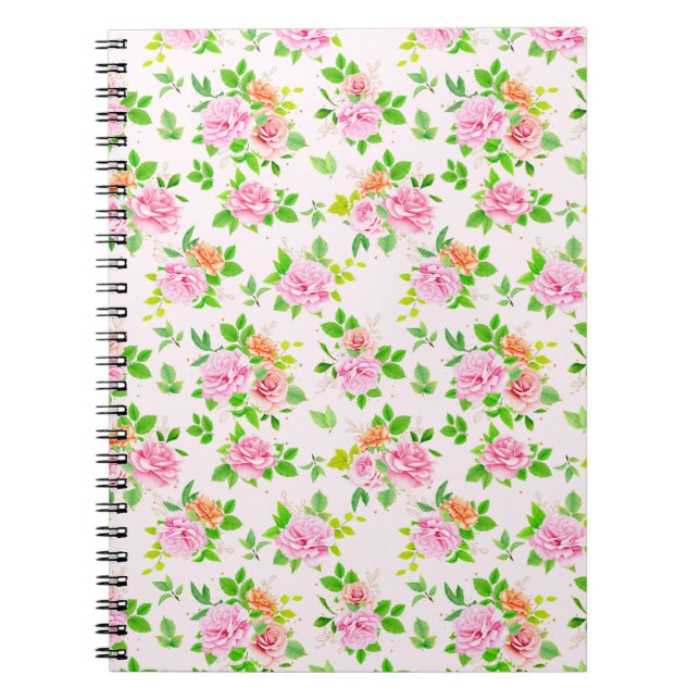 Cuaderno Patrón de flores de Rosa floral-23656 (Frente)