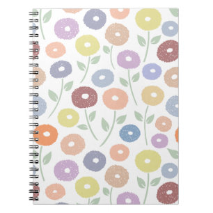 Cuaderno Patrón de flores difusas en pasteles