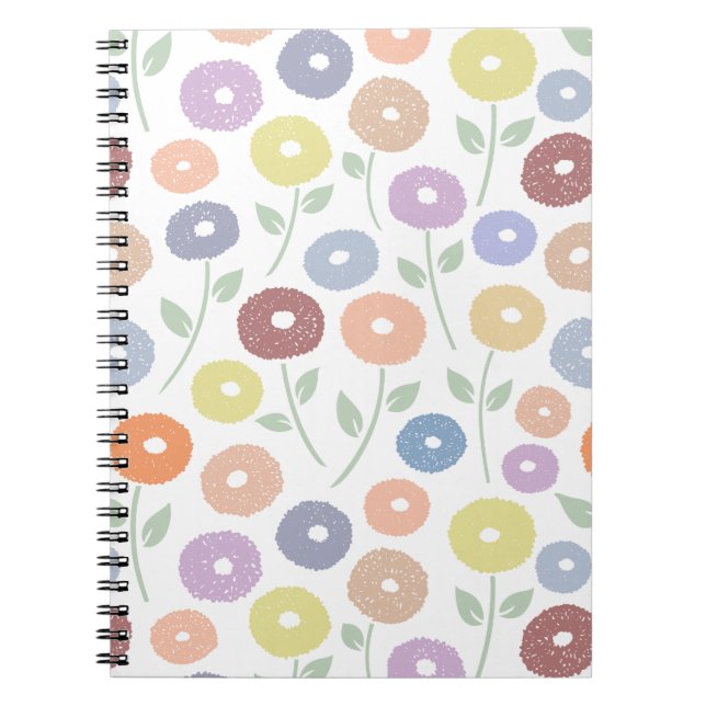 Cuaderno Patrón de flores difusas en pasteles (Frente)