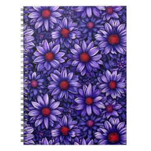 Cuaderno Patrón de flores estilizadas moradas