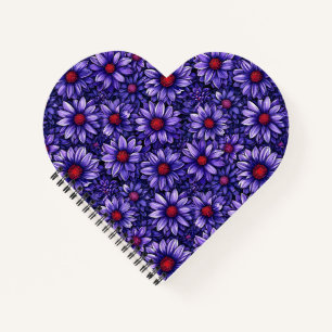 Cuaderno Patrón de flores estilizadas moradas