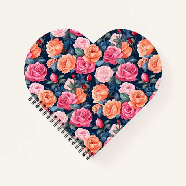 Cuaderno Patrón de flores florecientes para rosas-80037 (Anverso)