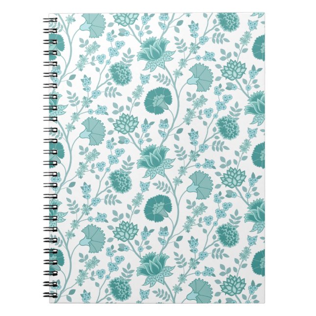 Cuaderno Patrón de flores jacobeas cuenta sobre blanco (Frente)