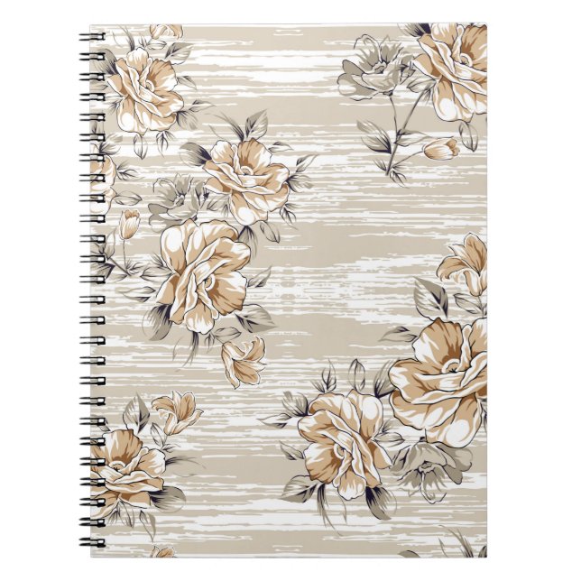 Cuaderno patrón de flores marrones en el fondo de textura (Frente)