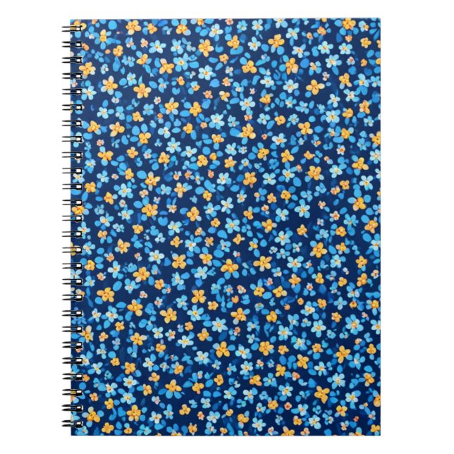 Cuaderno Patrón de flores pequeñas azules (Frente)