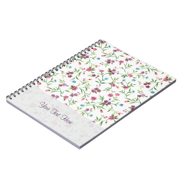 Cuaderno Patrón de flores pequeñas rosas y azules (Lado Izquierdo)
