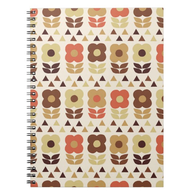 Cuaderno Patrón de flores retro (Frente)