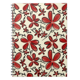 Cuaderno Patrón de flores rojas
