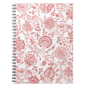 Cuaderno Patrón de flores rojas y blancas