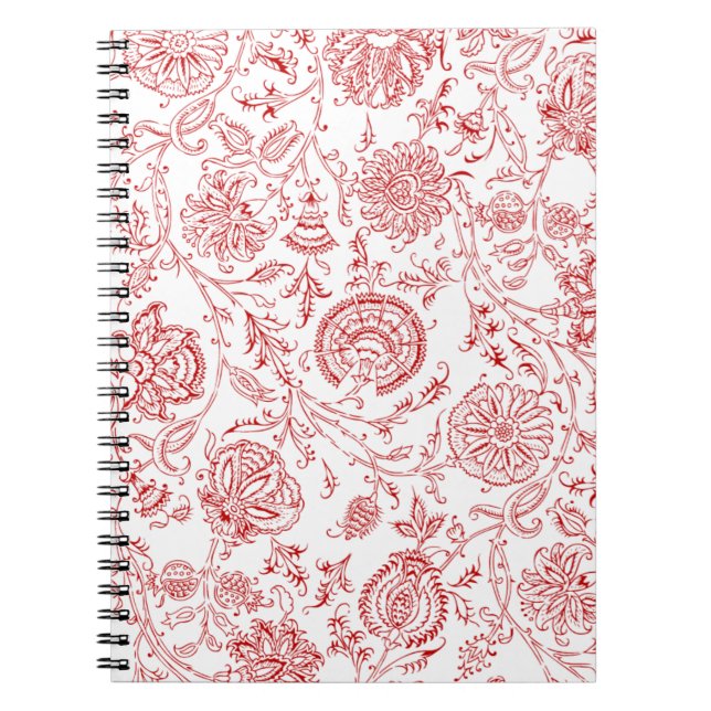Cuaderno Patrón de flores rojas y blancas (Frente)