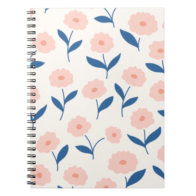 Cuaderno Patrón de flores rosas de Moda de boho lindo (Frente)