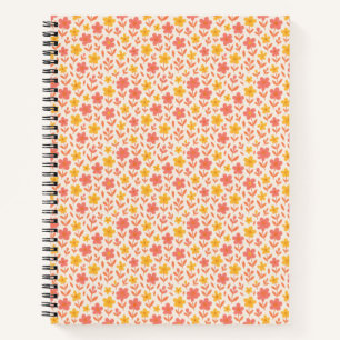 Cuaderno Patrón de flores rosas y amarillas