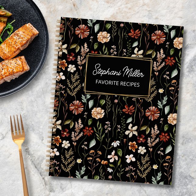 Cuaderno Patrón de flores silvestres de otoño elegante Rece (In situ)