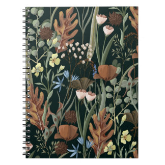 Cuaderno Patrón de flores silvestres y secas.