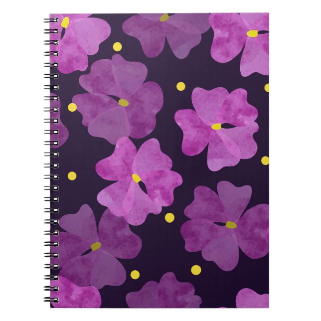 Cuaderno Patrón de flores violeta sin foco. acuarela floral (Frente)
