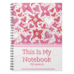Cuaderno Patrón De Flores Y Corazones Diferentes