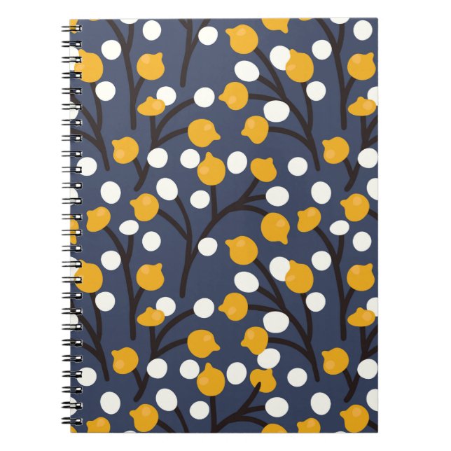 Cuaderno Patrón de flores y hojas abstractas (Frente)