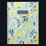 Cuaderno Patrón de follaje de bonito Pastel<br><div class="desc">Bonito de color pastel en tonos de moda amarillo,  azul,  verde,  blanco y rosa.</div>