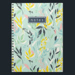 Cuaderno Patrón de follaje de bonito Pastel<br><div class="desc">Bonito de color pastel en tonos de moda amarillo,  azul,  verde,  blanco y rosa.</div>