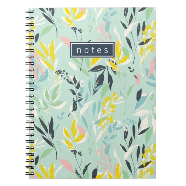Cuaderno Patrón de follaje de bonito Pastel (Frente)