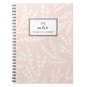 Cuaderno Patrón de follaje de Rubor personalizado