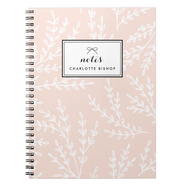 Cuaderno Patrón de follaje de Rubor personalizado (Frente)