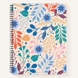 Cuaderno Patrón de follaje moderno de hojas coloridas