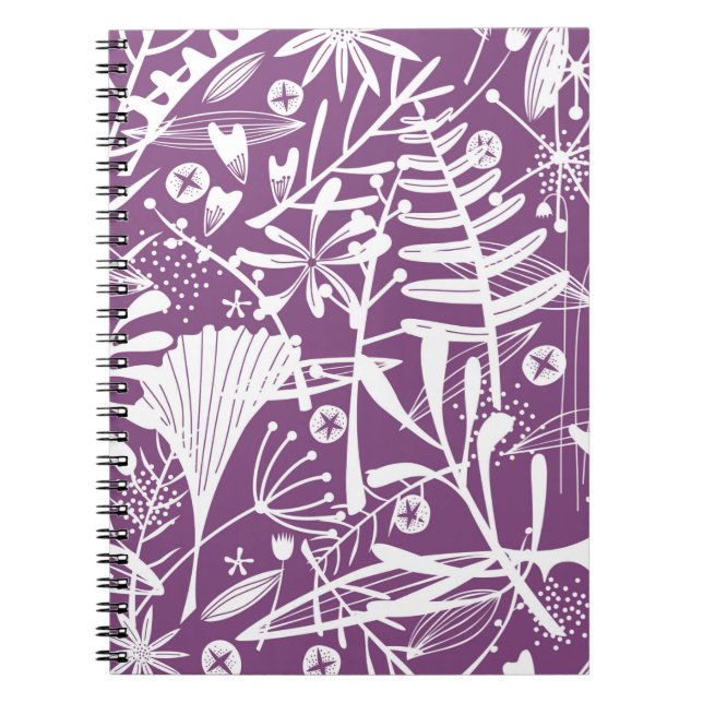 Cuaderno Patrón de follaje púrpura botánico (Frente)