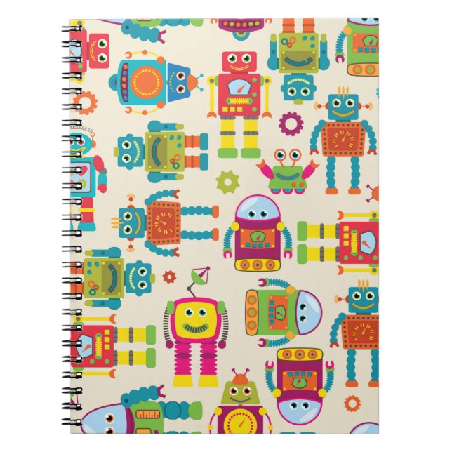 Cuaderno Patrón de fondo continuo con adorable Rob (Frente)