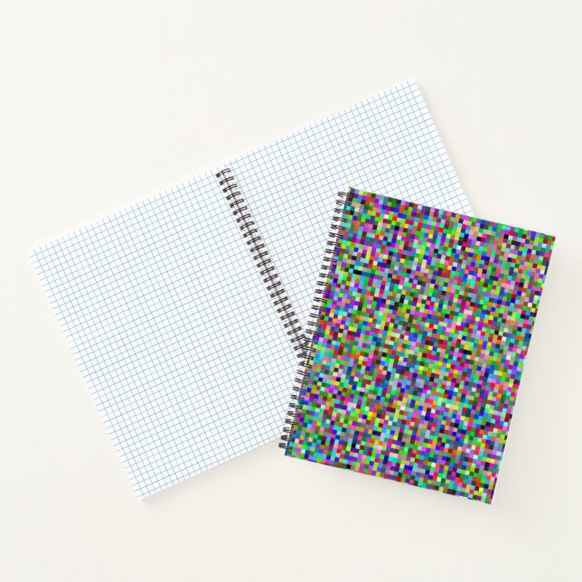 Cuaderno Patrón de fondo de cuadrados de píxeles coloridos (Interior)