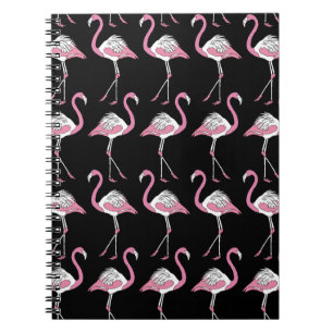 Cuaderno Patrón de fondo de flamenco negro textil