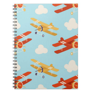 Cuaderno Patrón de fondo de las nubes de los planos vintage
