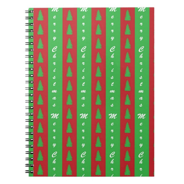 Cuaderno Patrón de fondo del árbol de Navidad (Frente)