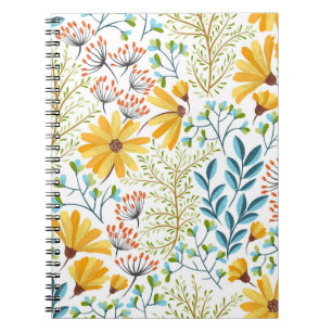 Cuaderno Patrón de fondo floral de colores sin inconfundibl