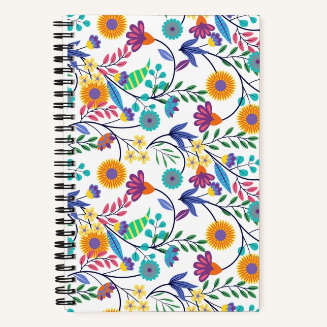 Cuaderno Patrón de fondo floral exótico colorido-23145 (Anverso)
