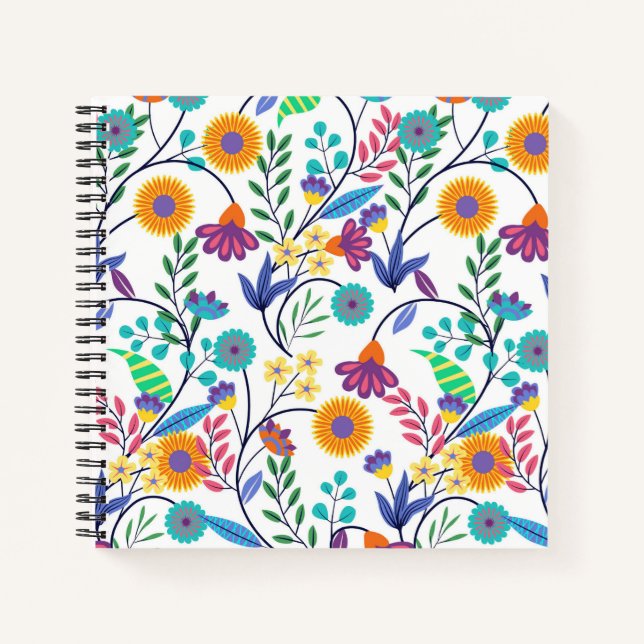 Cuaderno Patrón de fondo floral exótico colorido-23145 (Anverso)