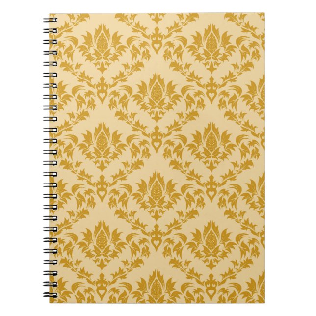 Cuaderno Patrón de fondo sin costuras de Damask, abstracto, (Frente)