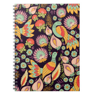 Cuaderno Patrón de fondo sin soldadura en folclore tradicio