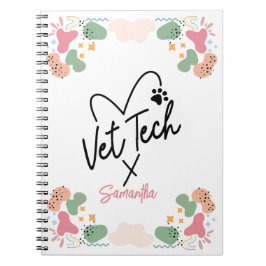 Cuaderno Patrón de forma abstracta de Pastel Vet Tech Heart