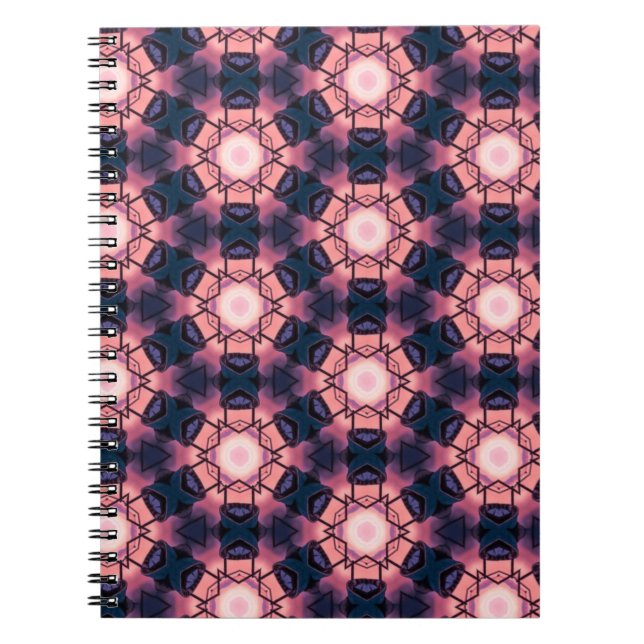 Cuaderno Patrón de forma geométrica rosa y azul (Frente)